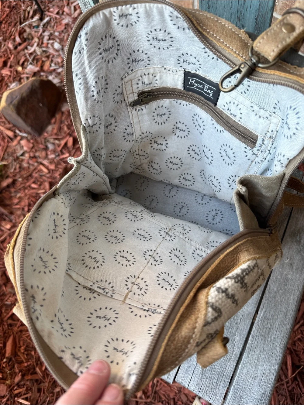 Myra Bag Amber Hairon Pocket Tan, Cream & Black Patterned Backpack Bag
